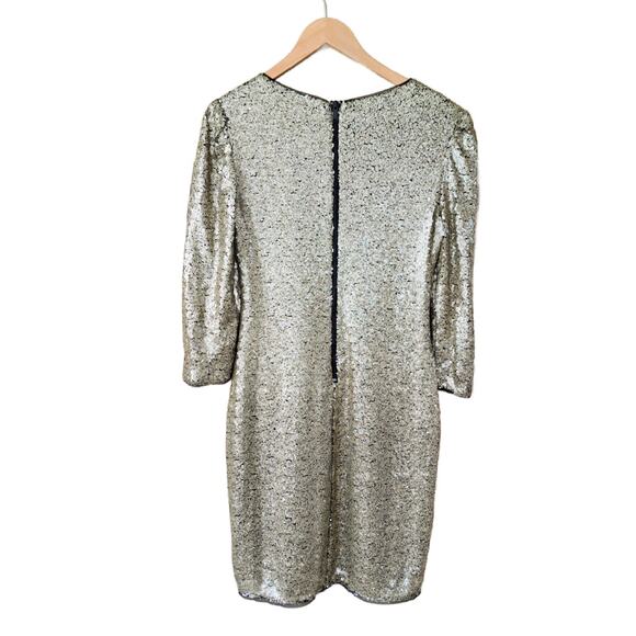 DKNY Gold Sequin Cocktail Party Dress Size 10 Sheath 3/4 Sleeve - Picture 9 of 9